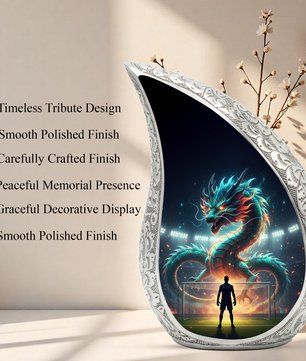 Dragon Soccer Memorial Urn for Dad | Personalized Adult Cremation Urn for Men