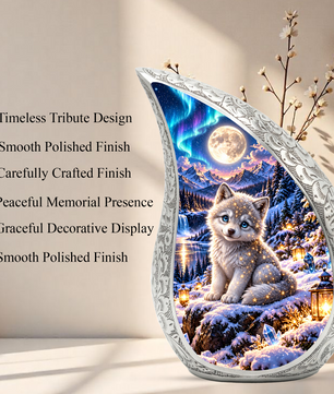 Wolf Urn for Ashes, Husky Puppy Aluminum Cremation Urn
