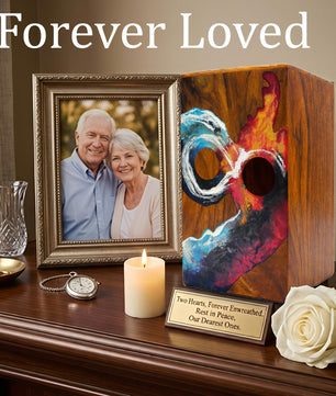 Infinity Ocean Wooden Urn For Ashes - Custom Fire Wood Keepsake Urns Box