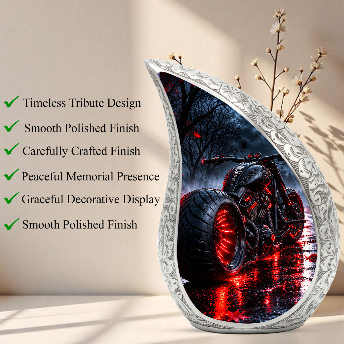 Motorcycle Cremation Urn for Ashes, Biker Memorial Urn, Motorcycle Adult Urn, Personalized Biker Cremation Urn