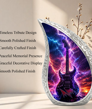 Thunder Guitar Urn for Human Ashes | Rock Music Adult Cremation Urn | Guitar Memorial Urn for Adult Ashes