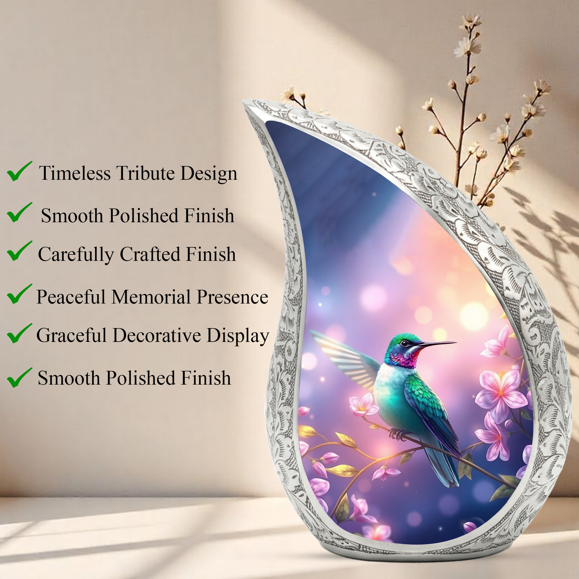 Hummingbird Urn for Mom | Elegant Memorial Urn for Women