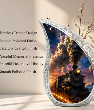 Train Urn for Human Ashes | Unique Railroad Adult Cremation Urn | Locomotive Memorial Urn for Adult Ashes