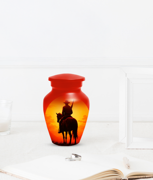 Cowboy Urn for Ashes | Western Horse Cremation Urn for Dad | Custom Funeral Cremation Urn for Men