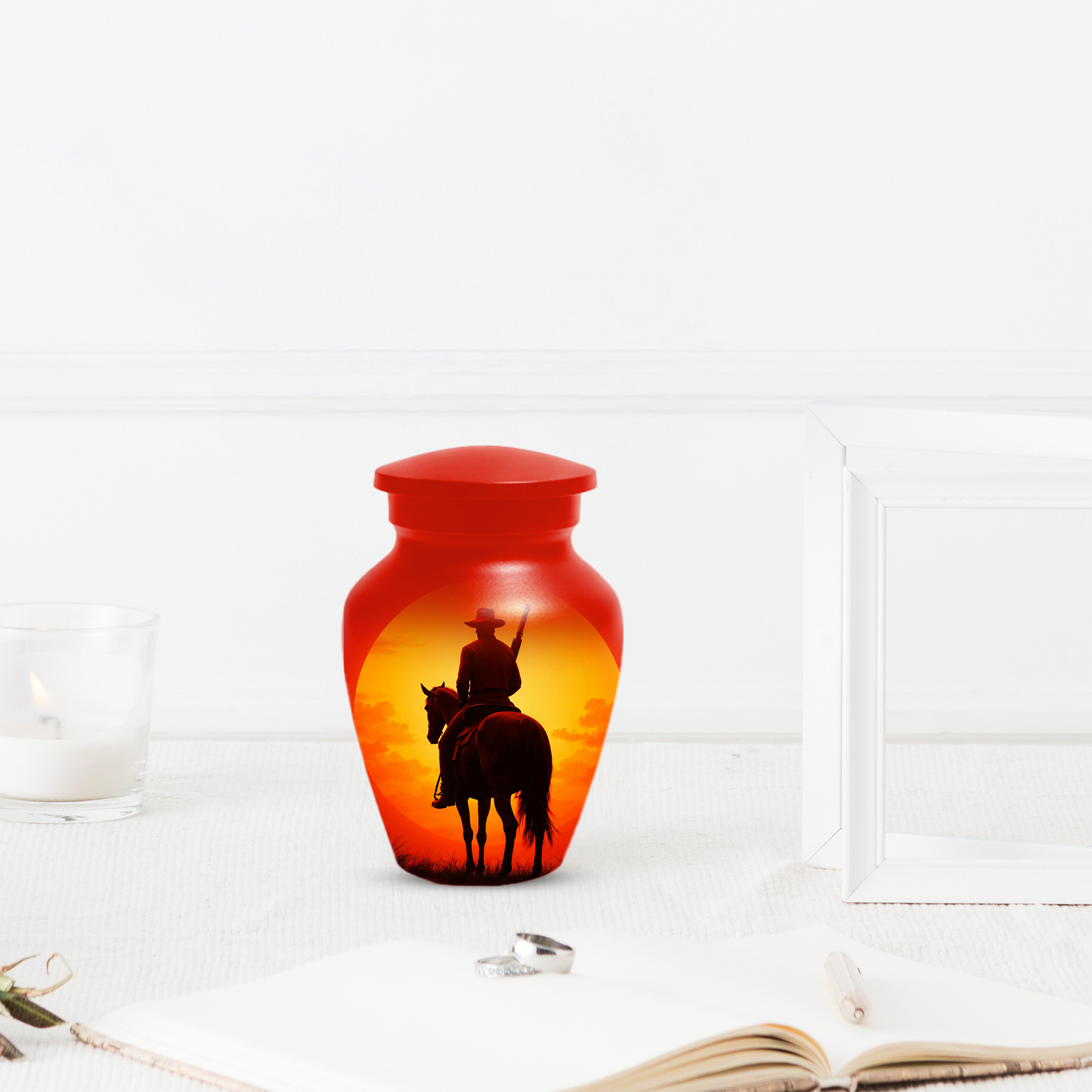 Cowboy Urn for Ashes | Western Horse Cremation Urn for Dad | Custom Funeral Cremation Urn for Men