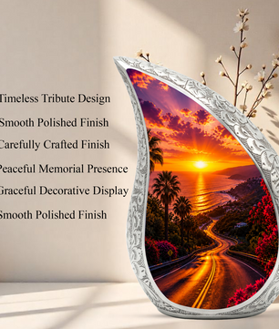 Beach Sunset Urn for Human Ashes | Ocean Coastal Adult Cremation Urn
