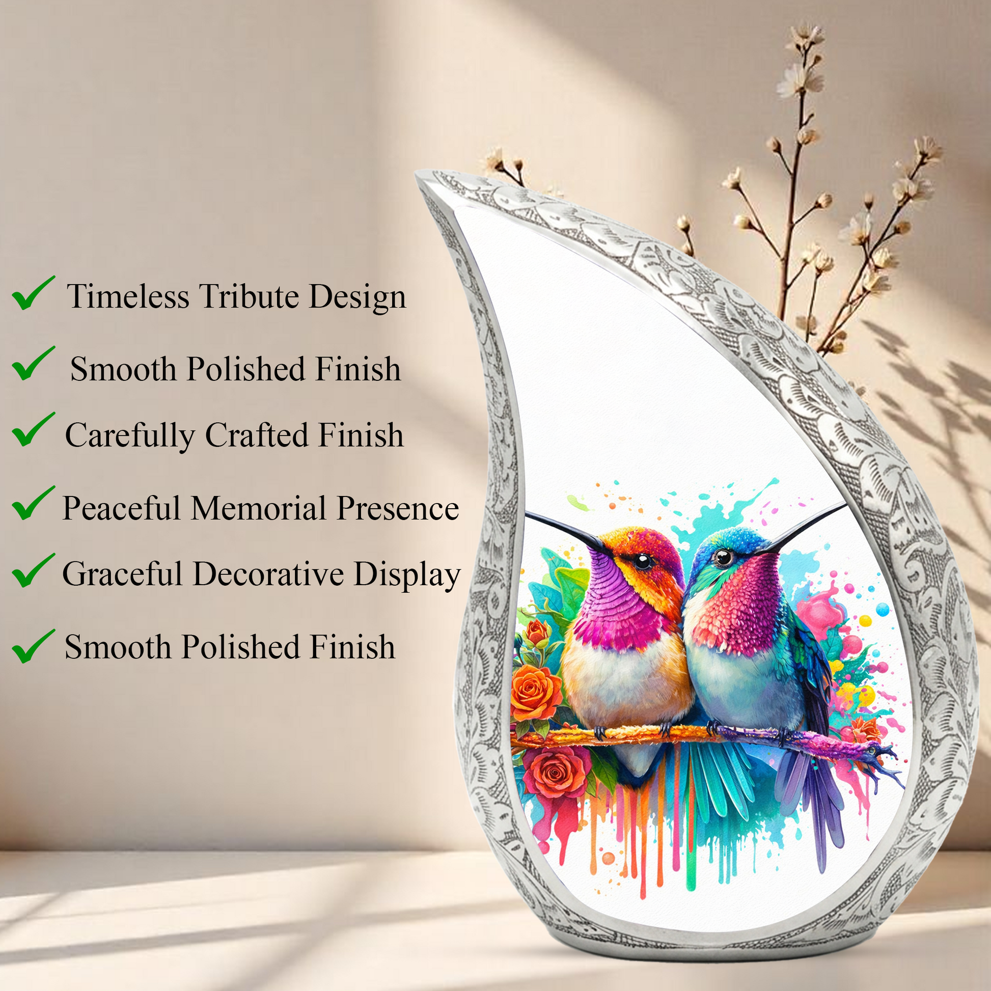 Beautiful Hummingbird Cremation Urn for Adult Ashes