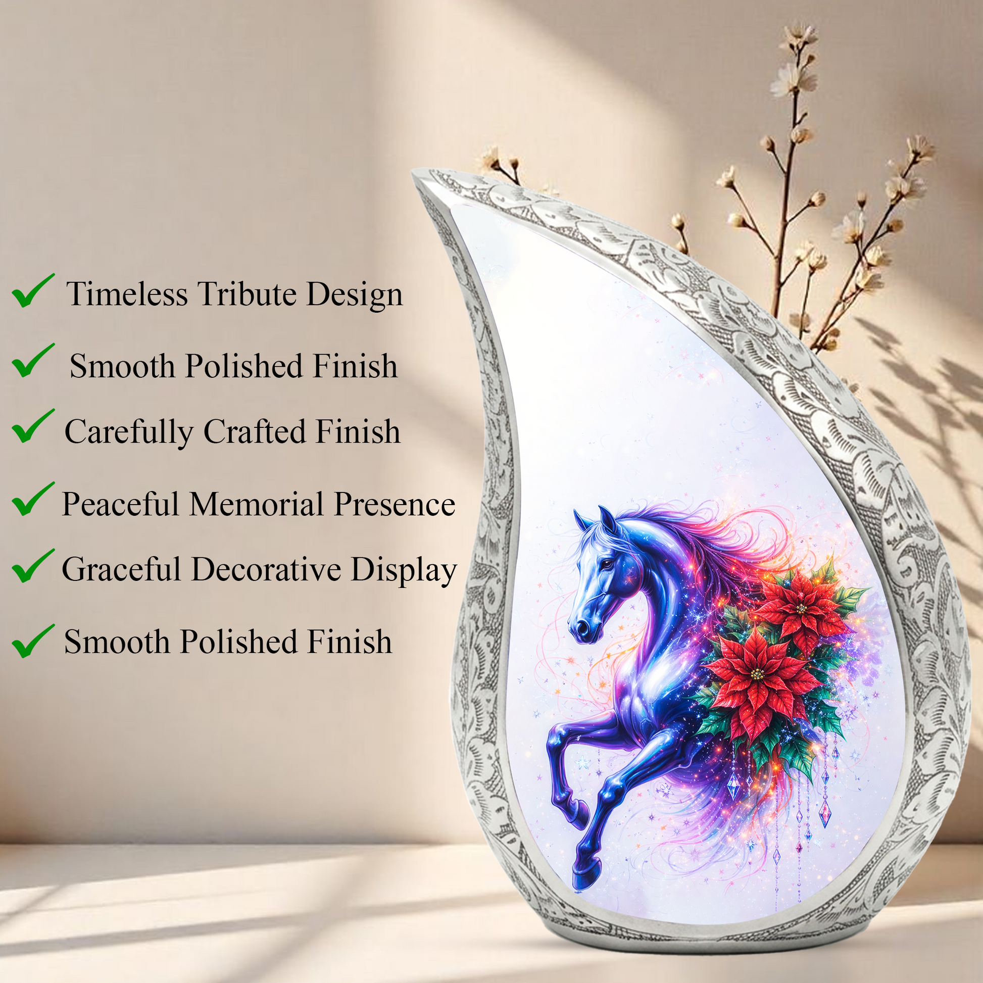 Beautiful Horse Adult Urn for Human Ashes – Premium Horse Cremation Urn