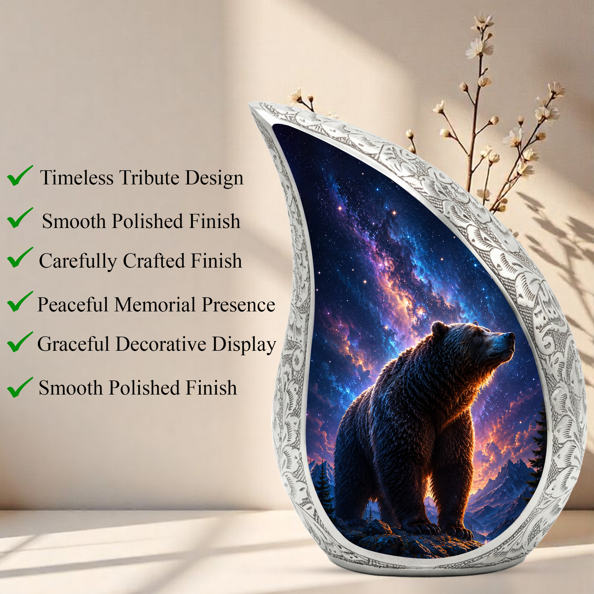 Bear Mountain Adult Urn for Human Ashes – Wildlife Adult Cremation Urn