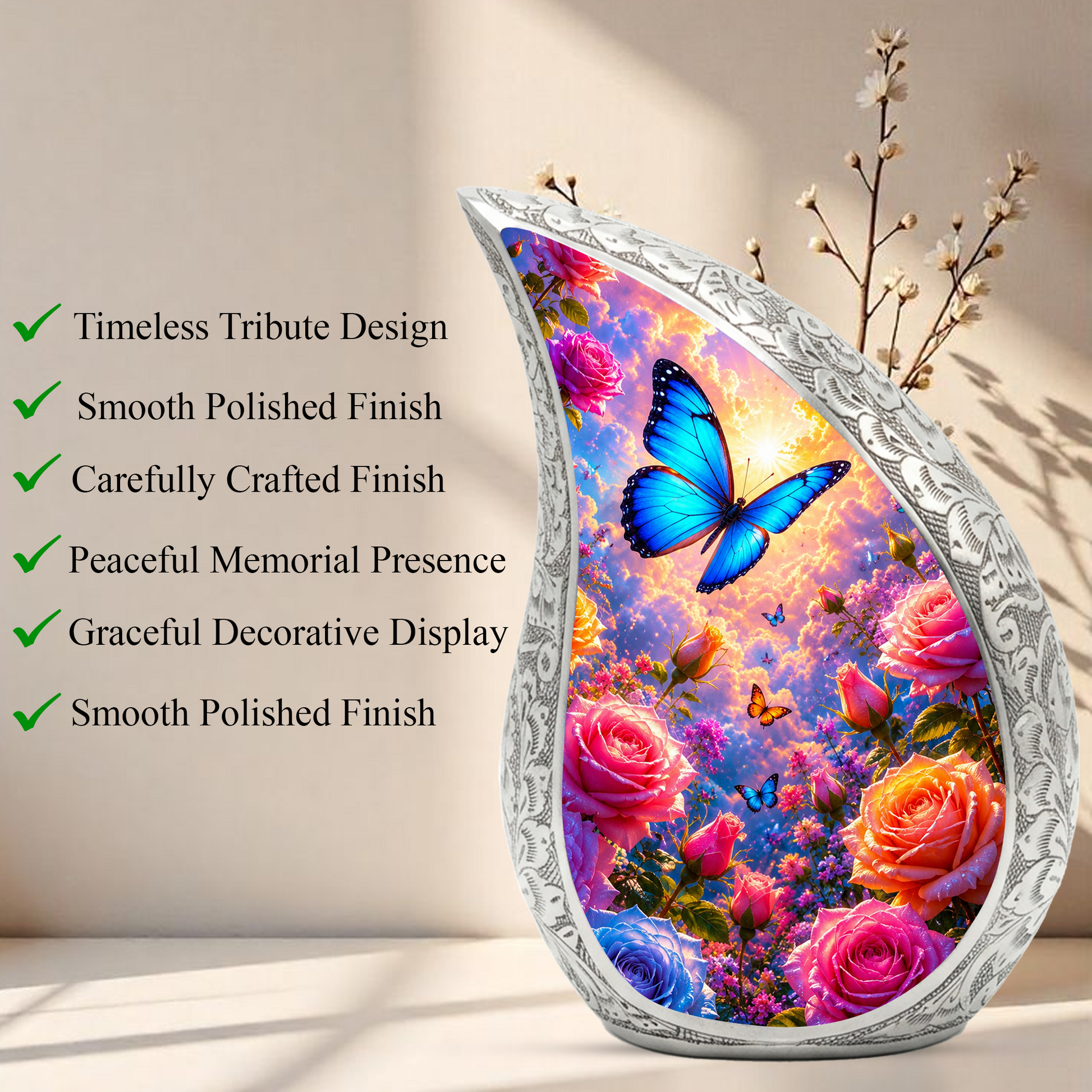 Butterfly Urn for Mom | Beautiful Butterfly Urn for Human Ashes