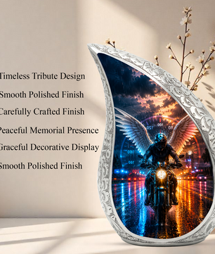 Guardian Angel Motorcycle Urn for Dad – Memorial Cremation Urn for Human Ashes