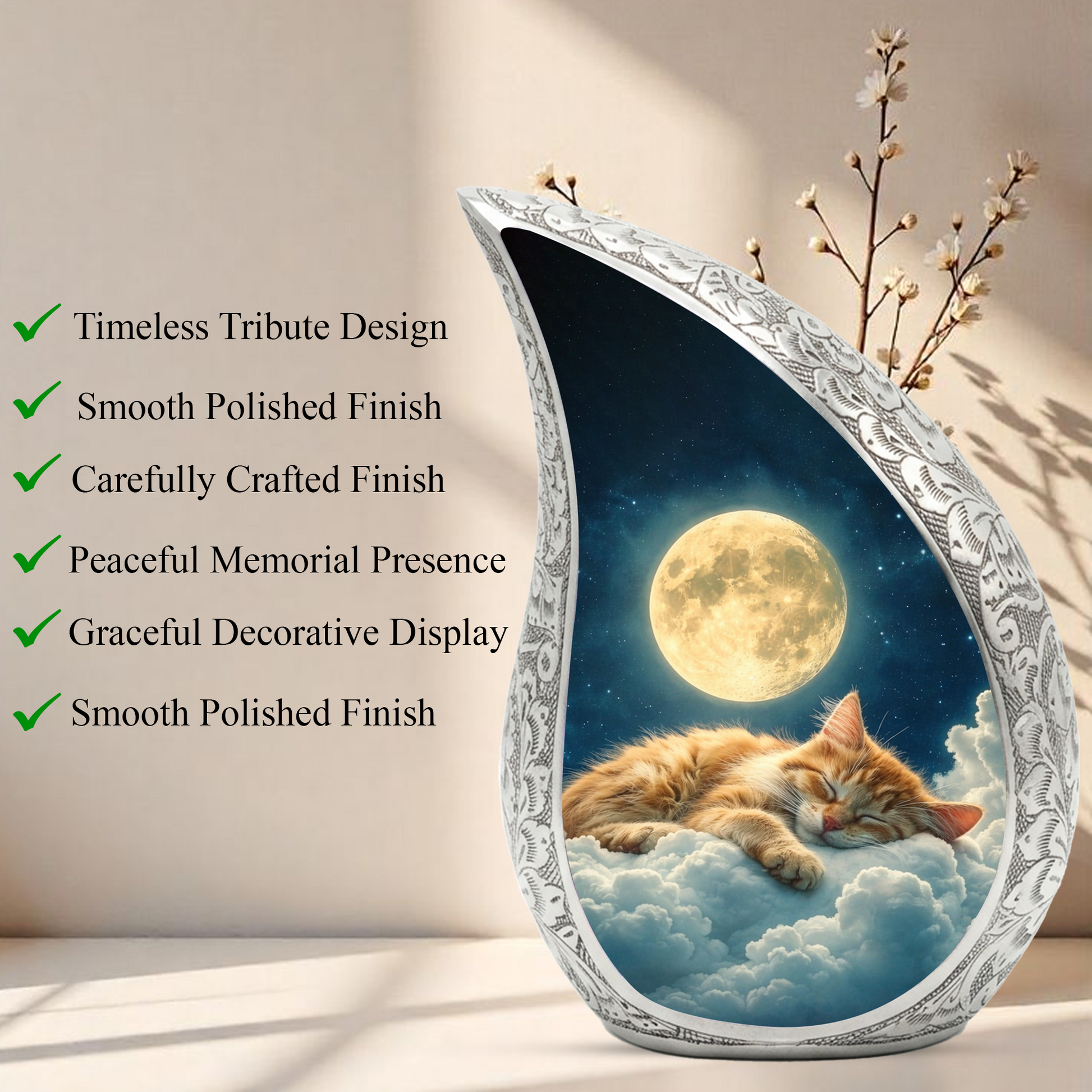 Cat Heaven Urn for Human & Pet Ashes – Personalized Cat Heaven Cremation Urn