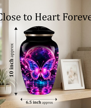 Personalized Butterfly Cremation Urn for Ashes, Pink Purple Galaxy Butterfly Adult Urn, Custom Memorial Urn