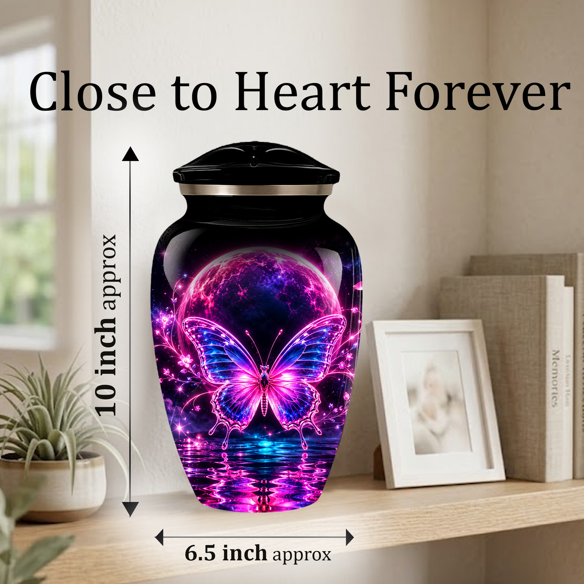 Personalized Butterfly Cremation Urn for Ashes, Pink Purple Galaxy Butterfly Adult Urn, Custom Memorial Urn