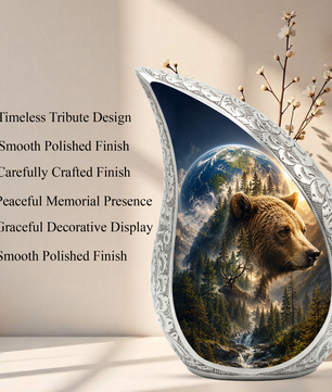 Bear Urn for Human Ashes | Powerful Bear Adult Cremation Urn | Wildlife Memorial Urn