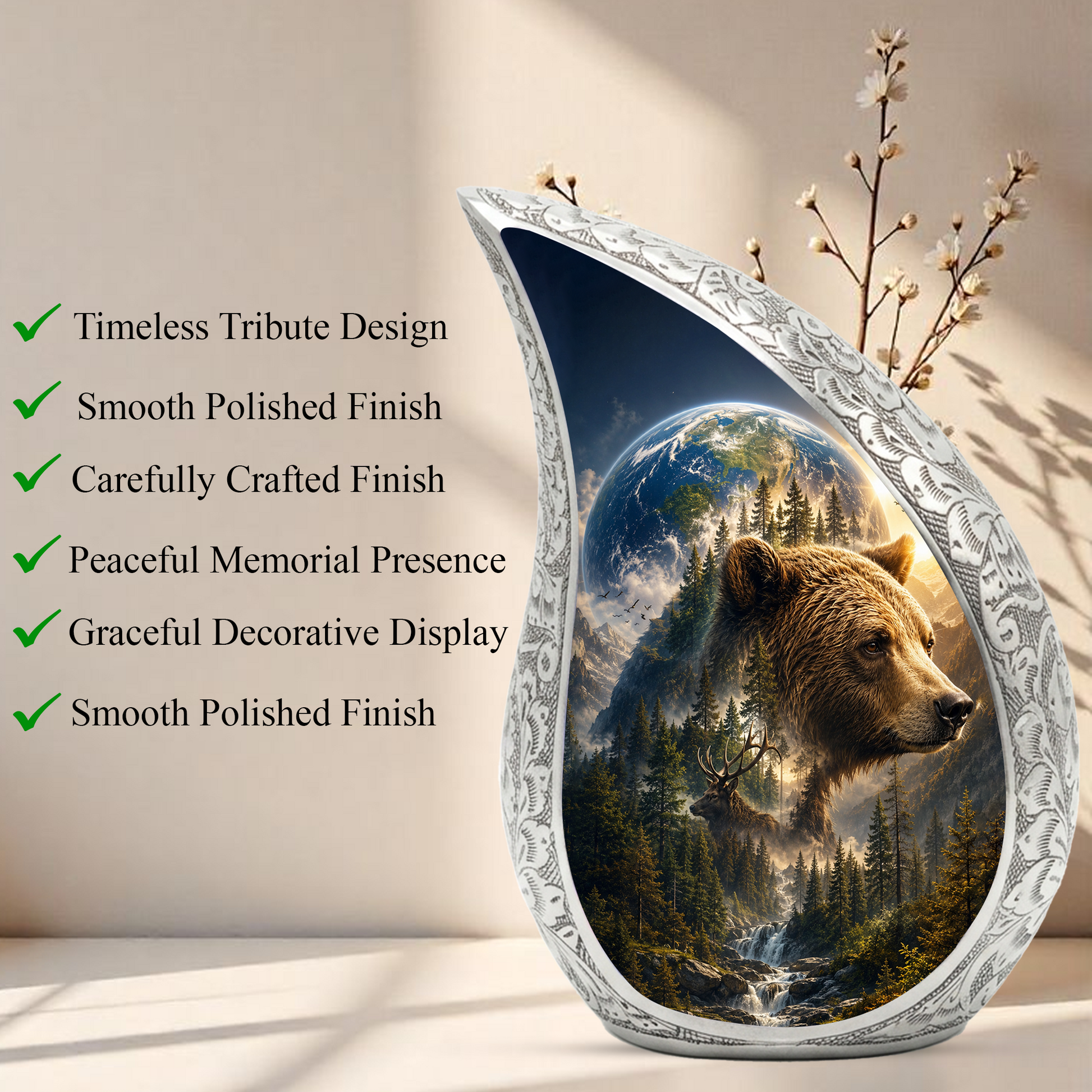 Bear Urn for Human Ashes | Powerful Bear Adult Cremation Urn | Wildlife Memorial Urn