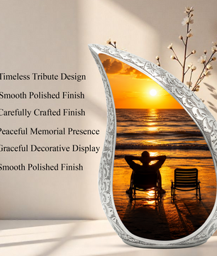 Beach Sunset Urn for Human Ashes | Ocean Sunset Cremation Urn & Beach Themed Memorial Urn