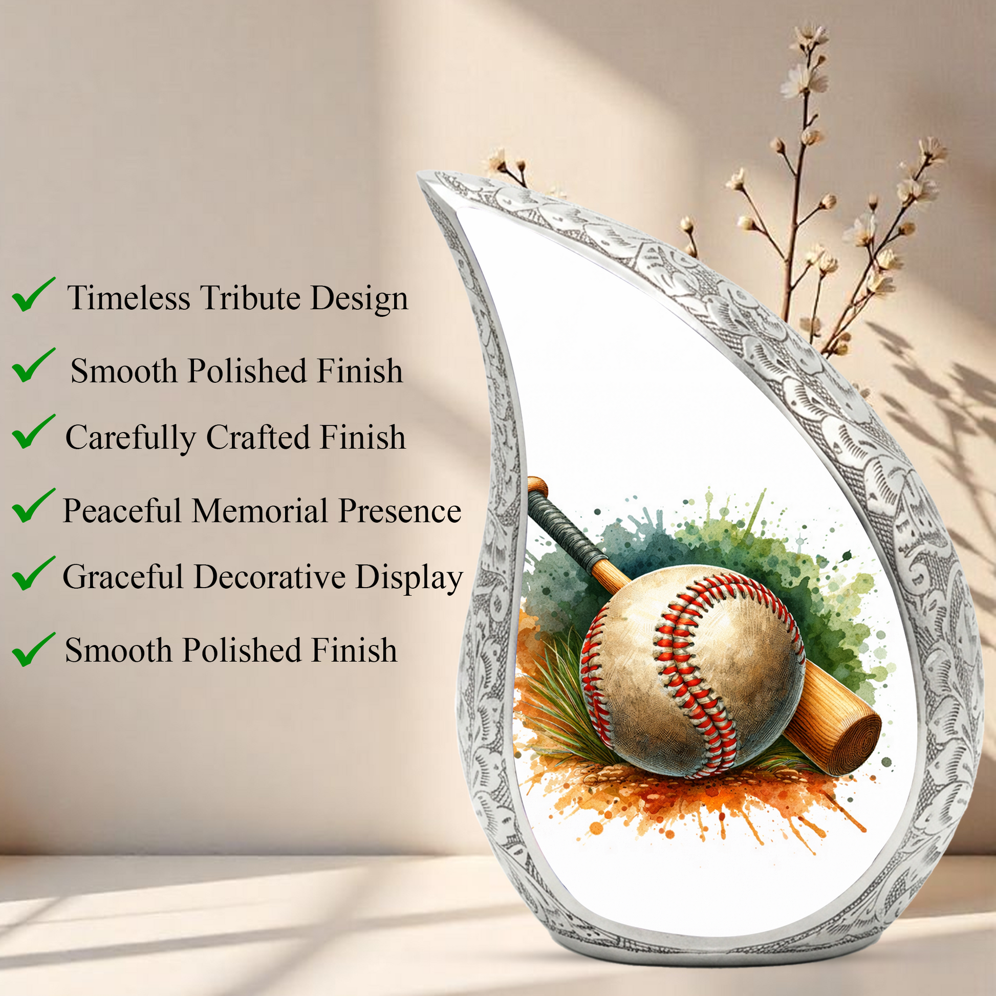 Baseball Urn for Dad, Adult Cremation Urn for Human Ashes