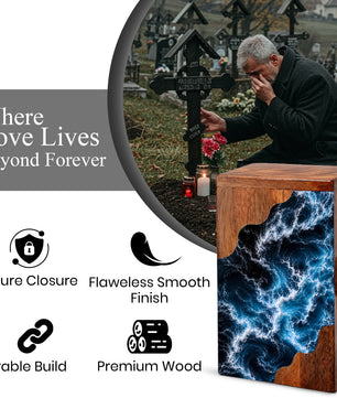 Wooden Ocean Wave Cremation Urn – Wooden Urn for Human Ashes