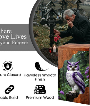 Owl Wooden Cremation Urn – Woodland Memorial Urn