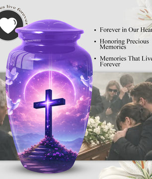 Cross Christian Memorial Urn - Keepsake Cremation Large  Urn