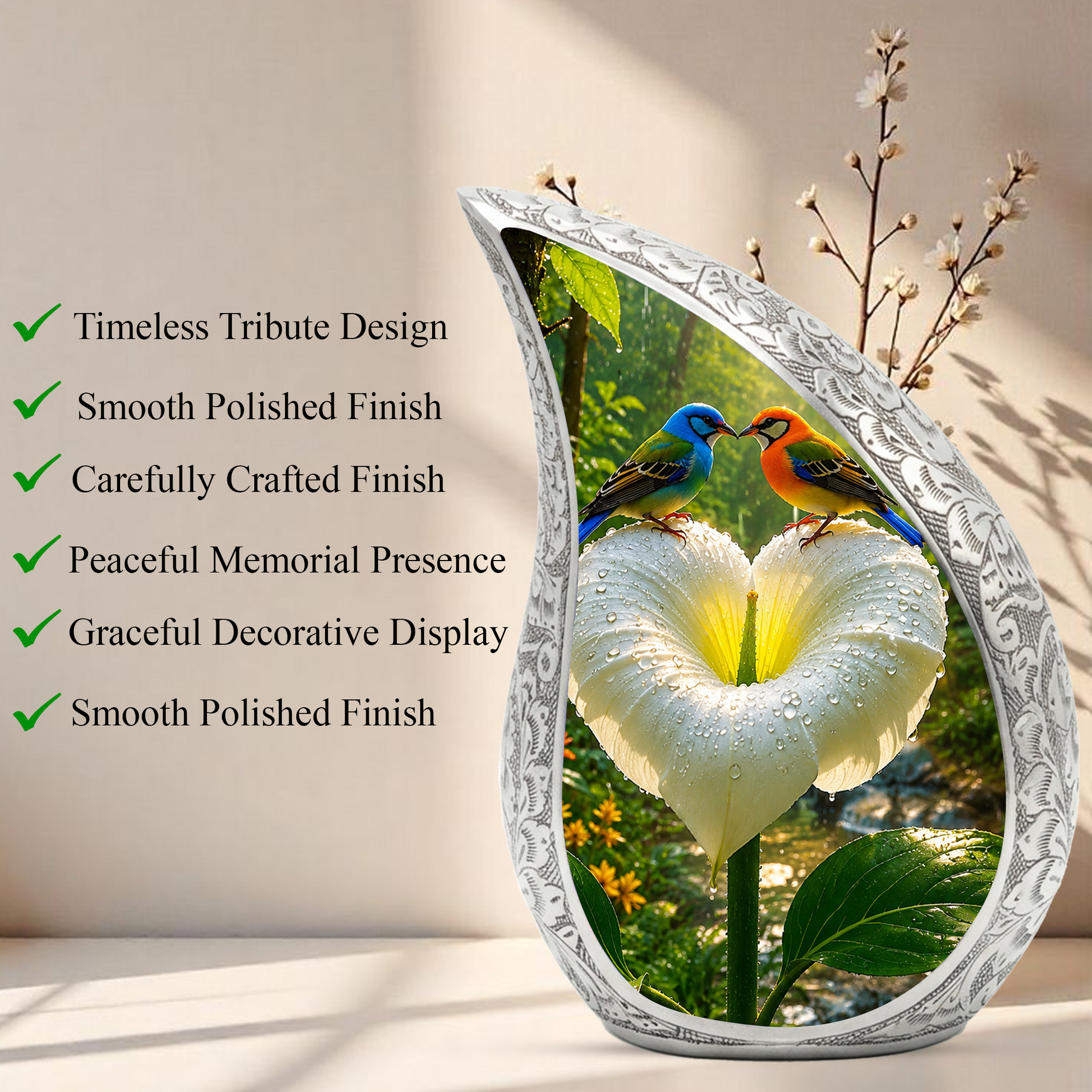 Bird Love Adult Urn for Human Ashes – Elegant Adult Cremation Urn
