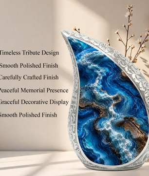 Ocean Wave Urn for Ashes, Adult Cremation Urn for Mom, Beach Memorial Urn