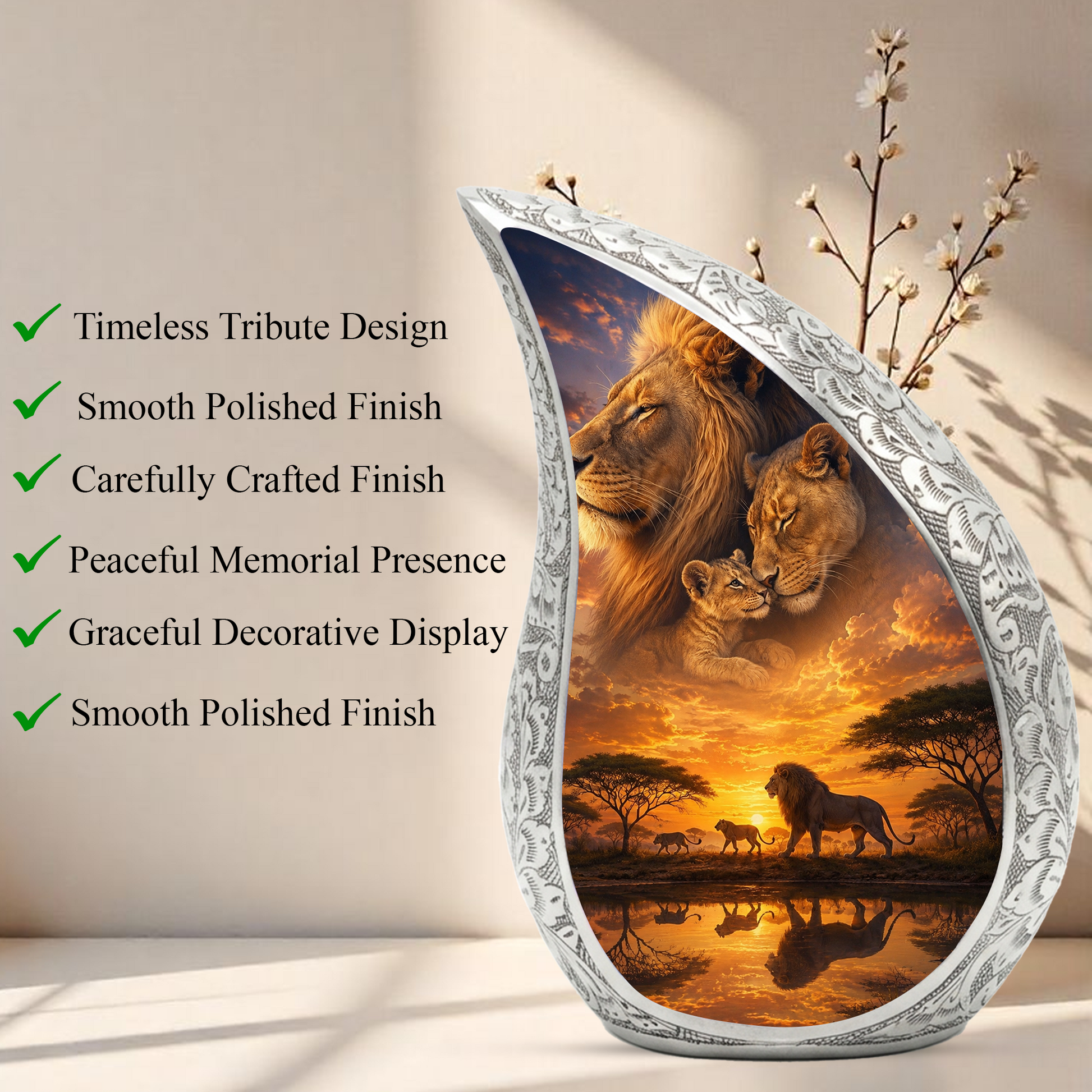Lion Urn for Adult Ashes | Majestic Adult Cremation Urn for Human Ashes Memorial