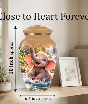 Cute Elephant Cremation Urn for Ashes | Personalized Elephant Memorial Urn | Baby Elephant Urn