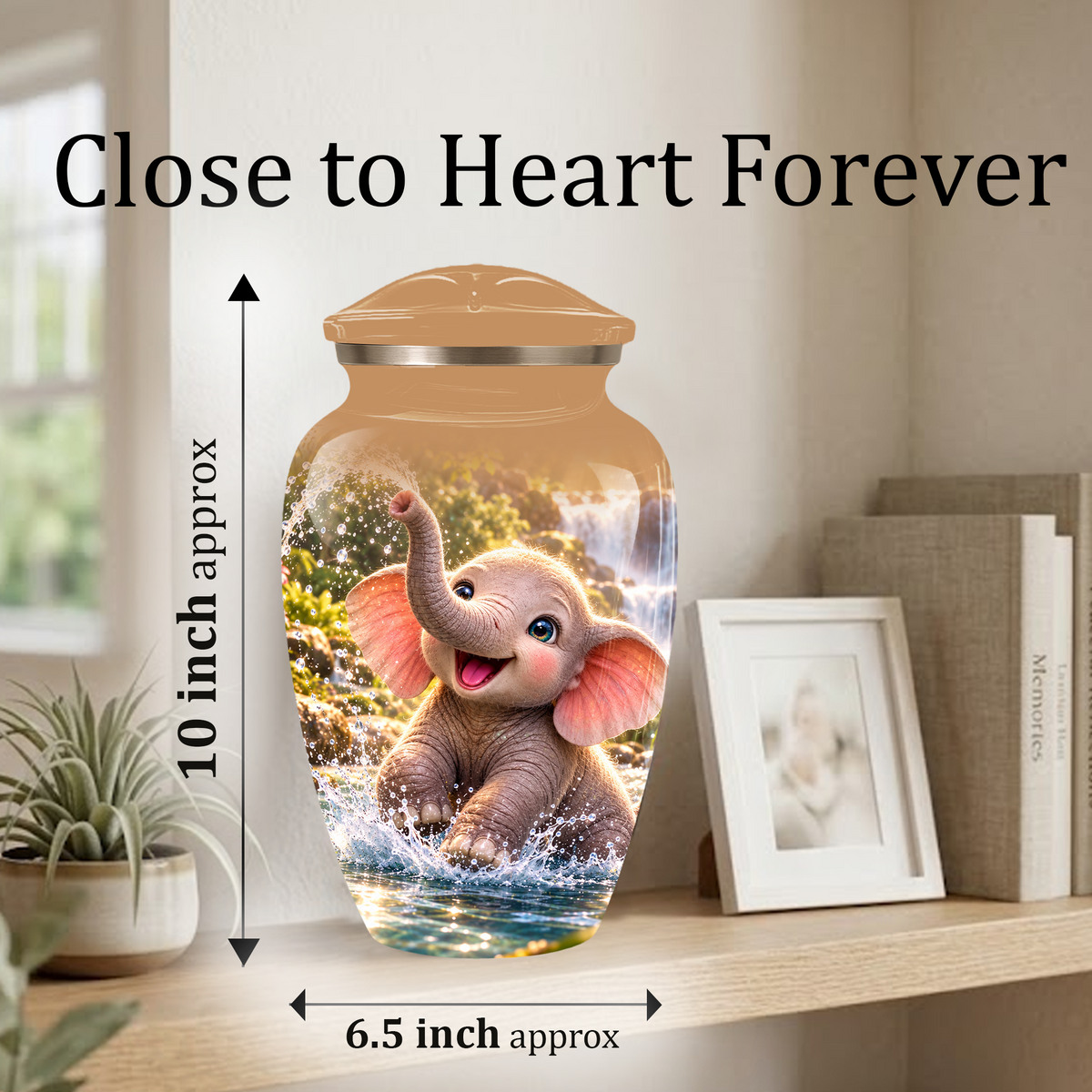 Cute Elephant Cremation Urn for Ashes | Personalized Elephant Memorial Urn | Baby Elephant Urn