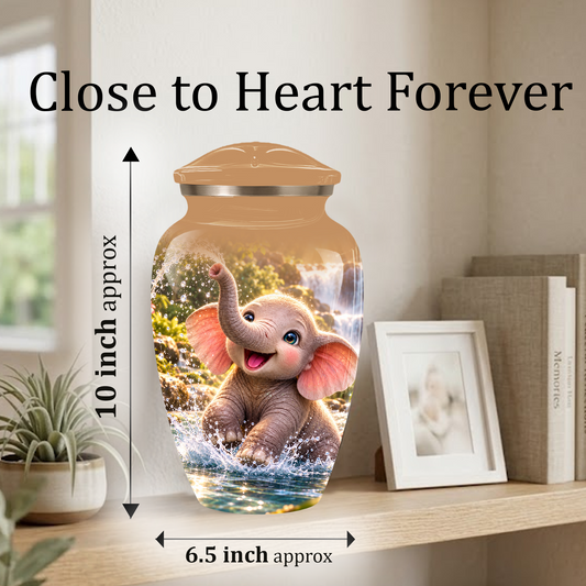 Cute Elephant Cremation Urn for Ashes | Personalized Elephant Memorial Urn | Baby Elephant Urn