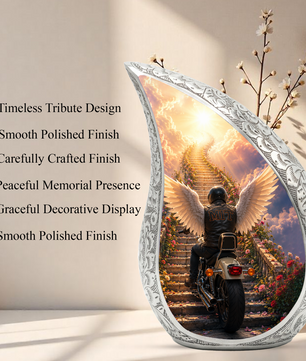Motorcycle Memorial Urn for Ashes, Biker Cremation Keepsake Urn