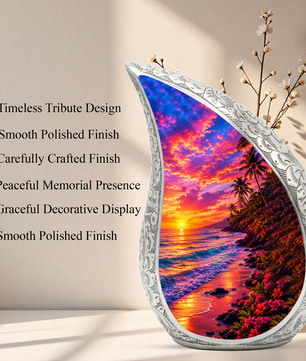Beach Sunset Cremation Urn for Human Ashes – Ocean Wave Adult Memorial Urn, Beach Keepsake Urn for Mom, Women & Loved Ones