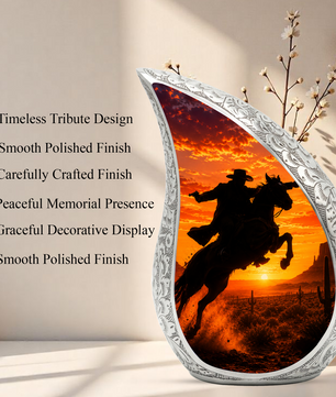 Western Cowboy Urn for Ashes, Cowboy Cremation Urn, Adult Funeral Urn for Human Ashes