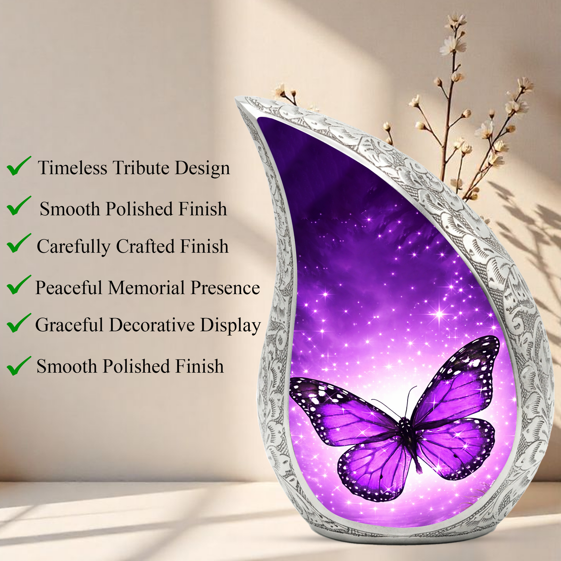 Purple Butterfly Urn for Human Ashes | Butterfly Urn | Urn for Mom