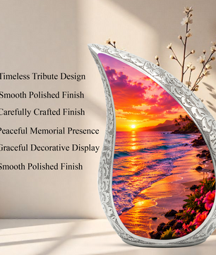 Beach Fishing Urn for Human Ashes – Ocean Sunset Cremation Urn, Adult Urn for Dad, Father & Men