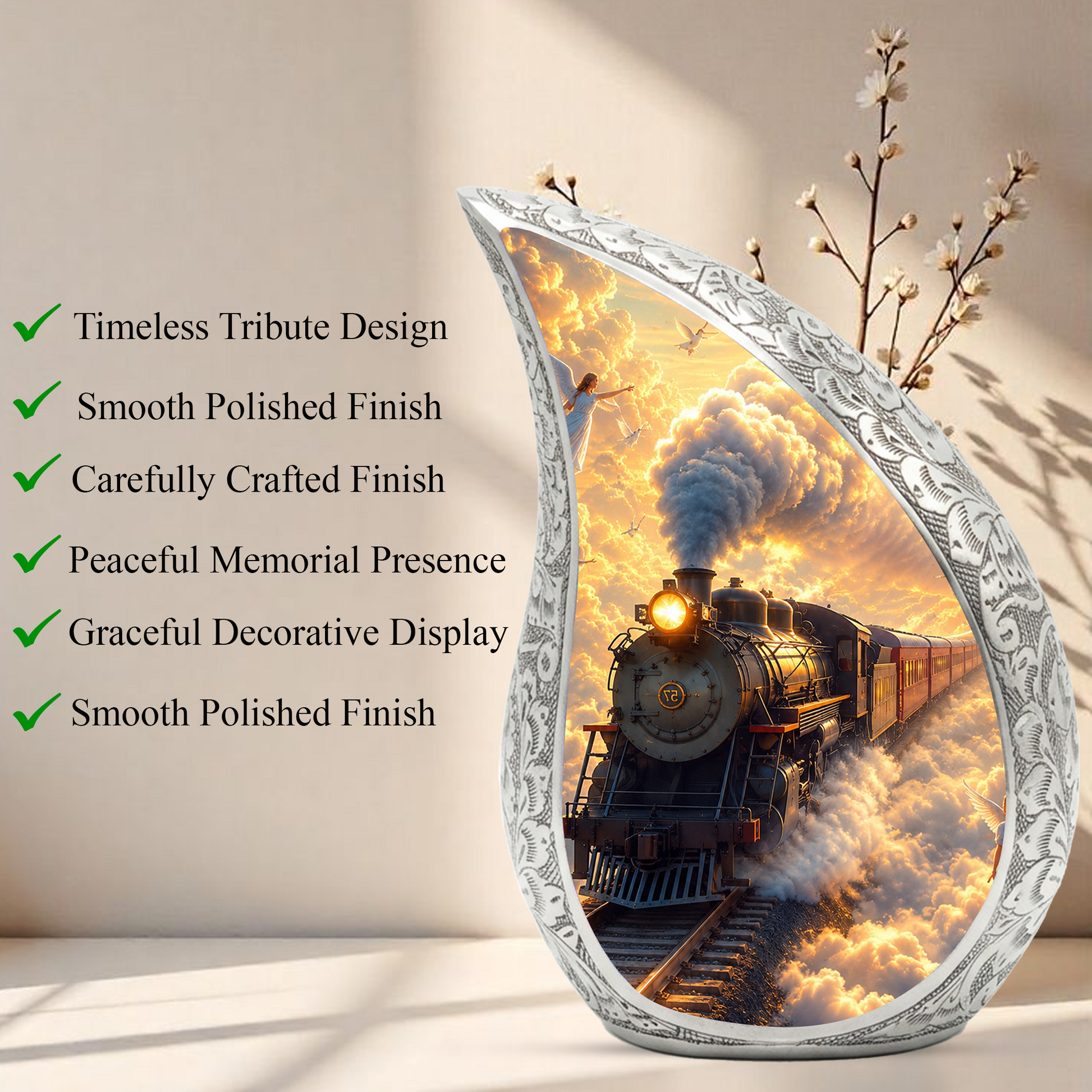 Steam Train Urn for Adult Ashes | Adult Cremation Urn | Memorial Urn for Human Ashes