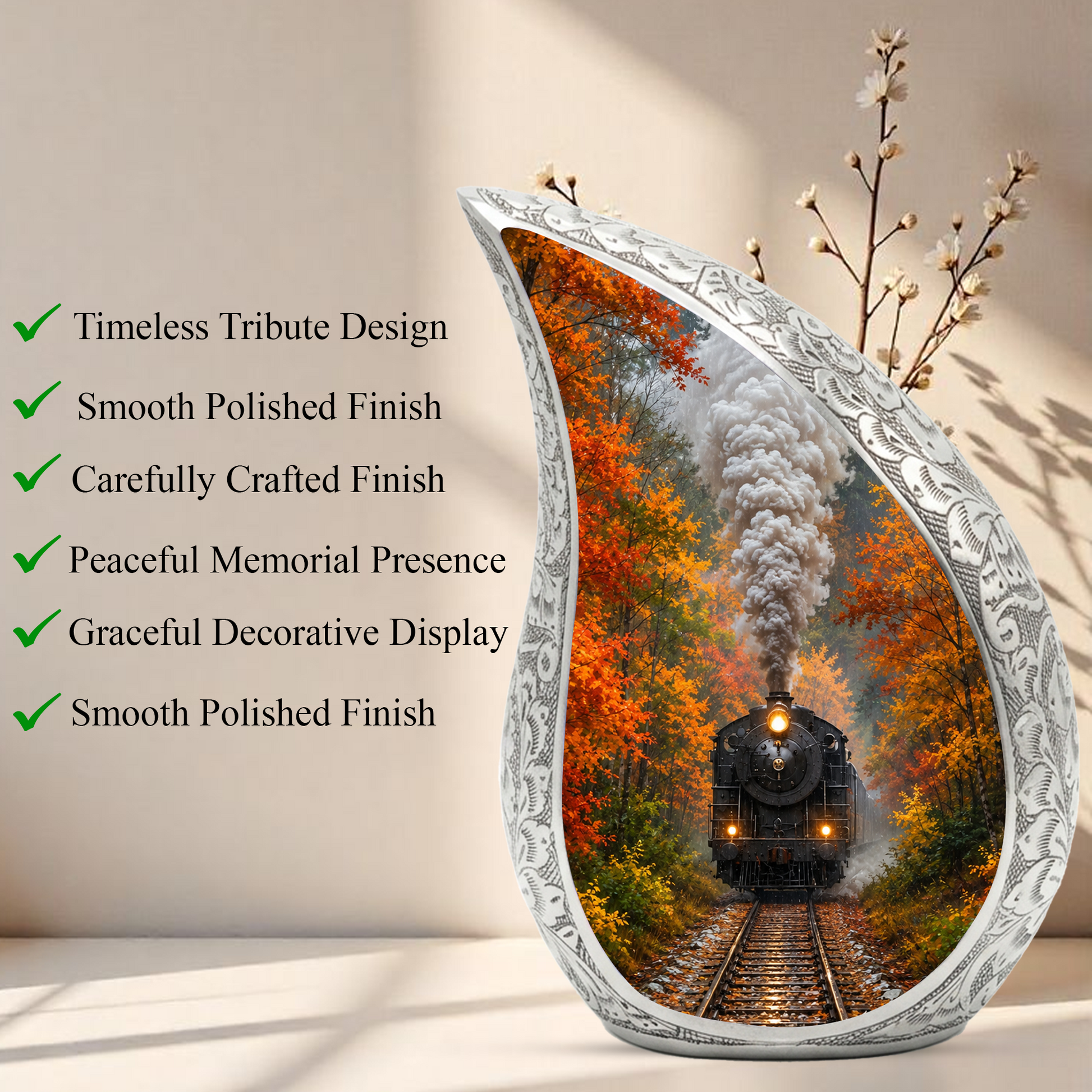 Steam Train Urn for Human Ashes | Vintage Locomotive Adult Cremation Urn