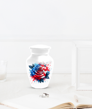 American Flag Rose Urn for Ashes, Patriotic Memorial Urn, Veteran Cremation Urn