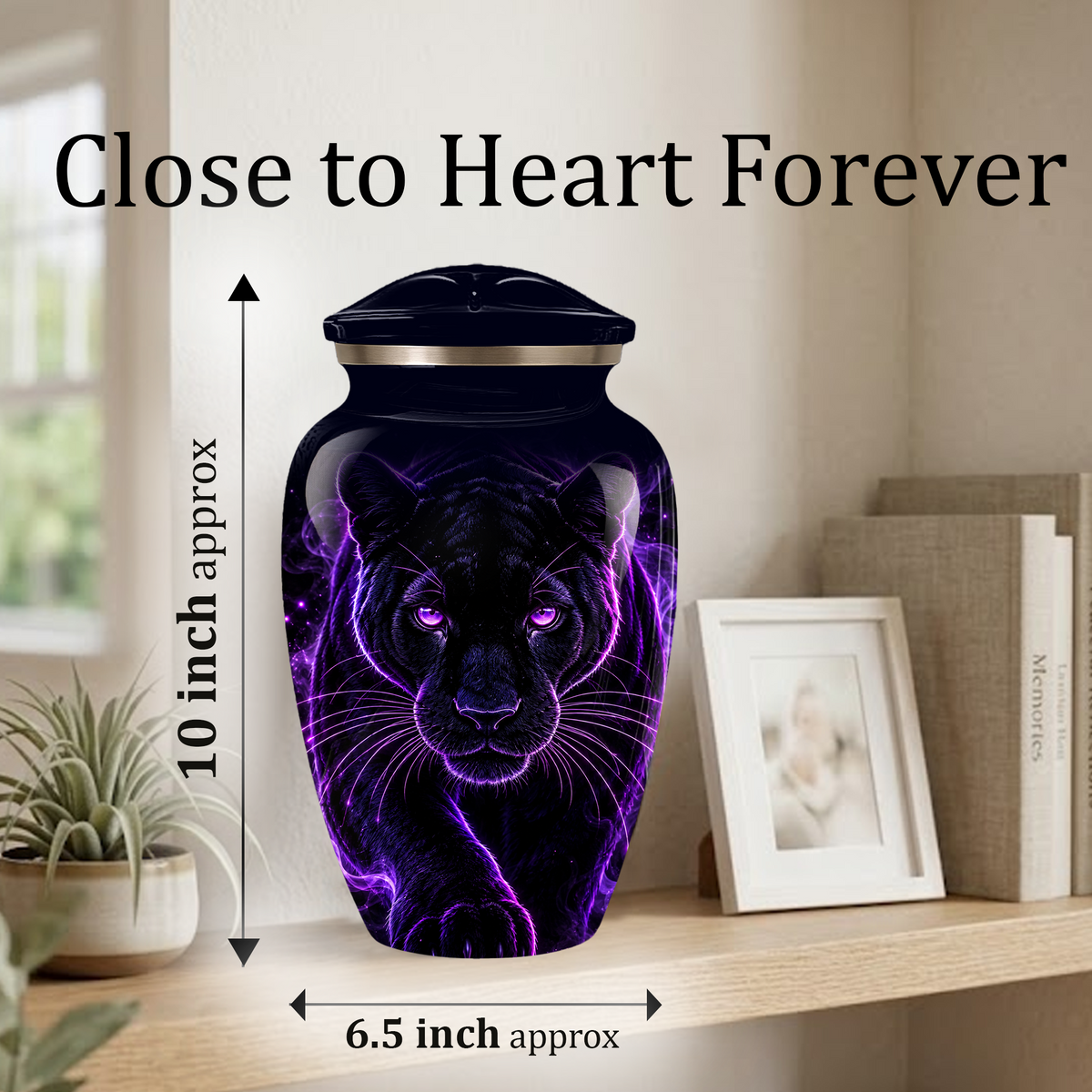 Black Panther Cremation Urn for Ashes | Personalized Panther Memorial Urn | Purple Panther Adult Urn