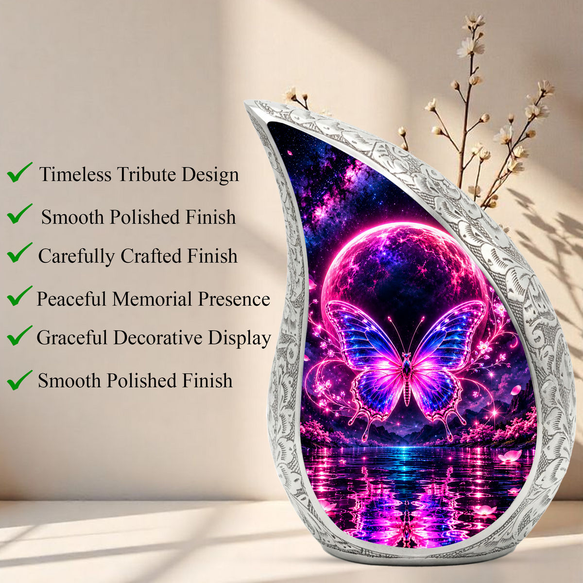 Butterfly Urn for Ashes, Pink Purple Butterfly Cremation Urn