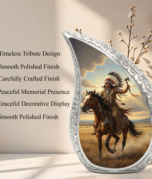 Native American Personalized Cremation Urn for Dad – Western Teardrop Memorial Urn, 10 Inch
