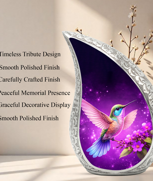 Hummingbird Urn for Mom | Floral Memorial Urn | Adult Cremation Urn