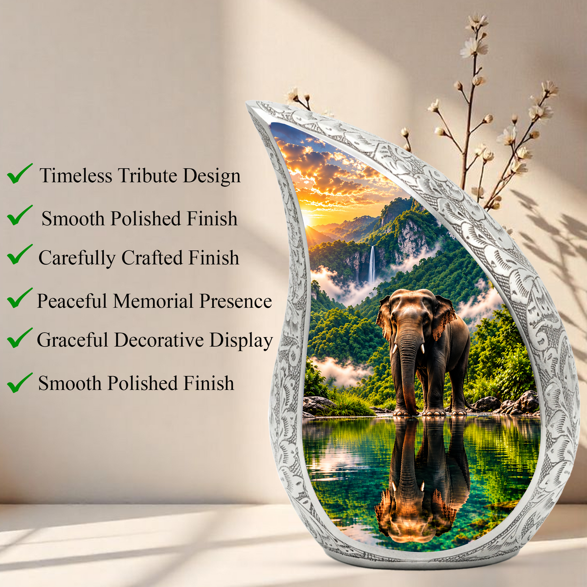 Elephant Cremation Urn for Dad - Wildlife Memorial Keepsake for Ashes