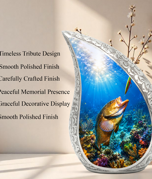 Bass Fishing Memorial Urn for Dad | Fisherman Cremation Urn for Ashes