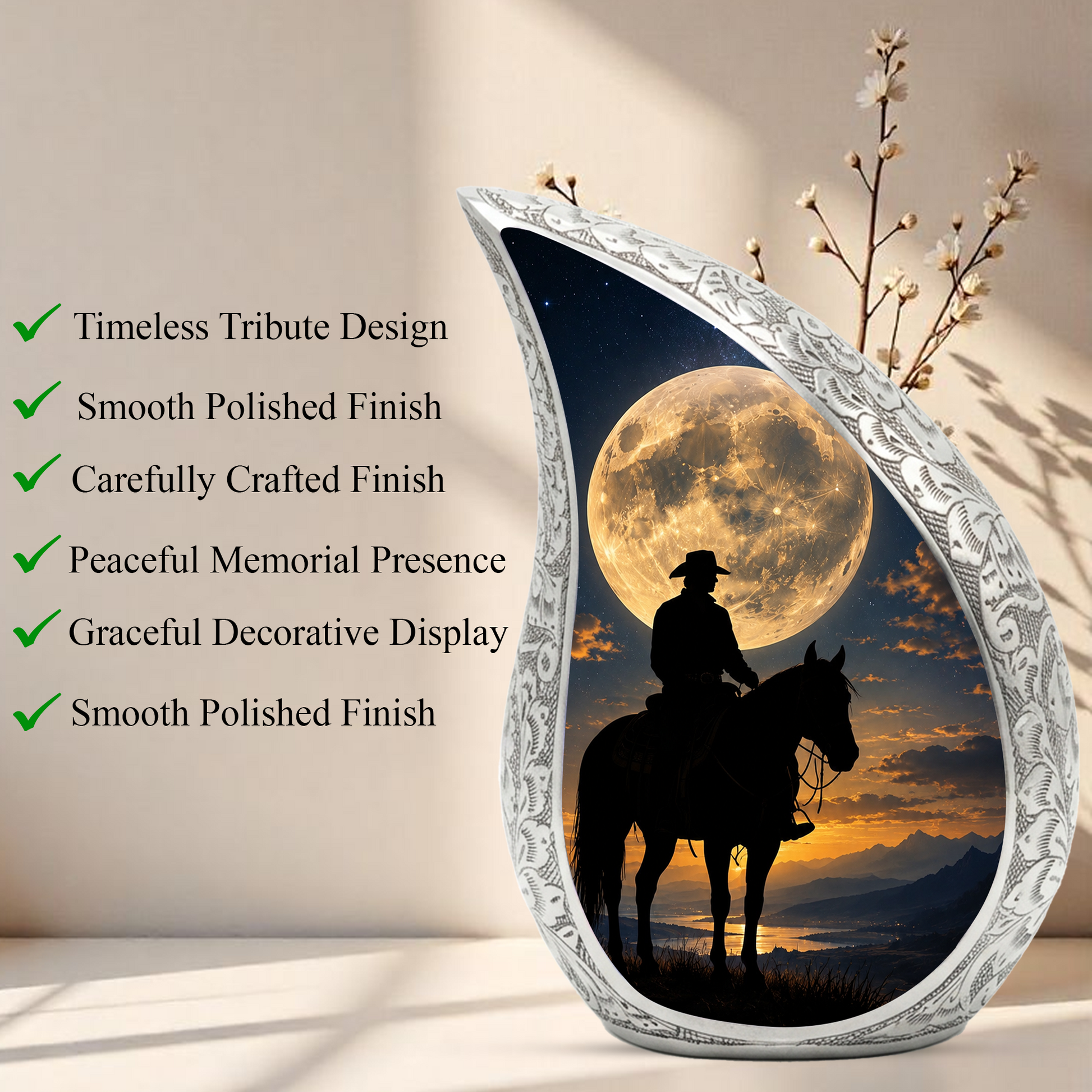 Cowboy Urn for Human Ashes | Western Cremation Urn for Men, Dad, Father & Cowboy Memorial