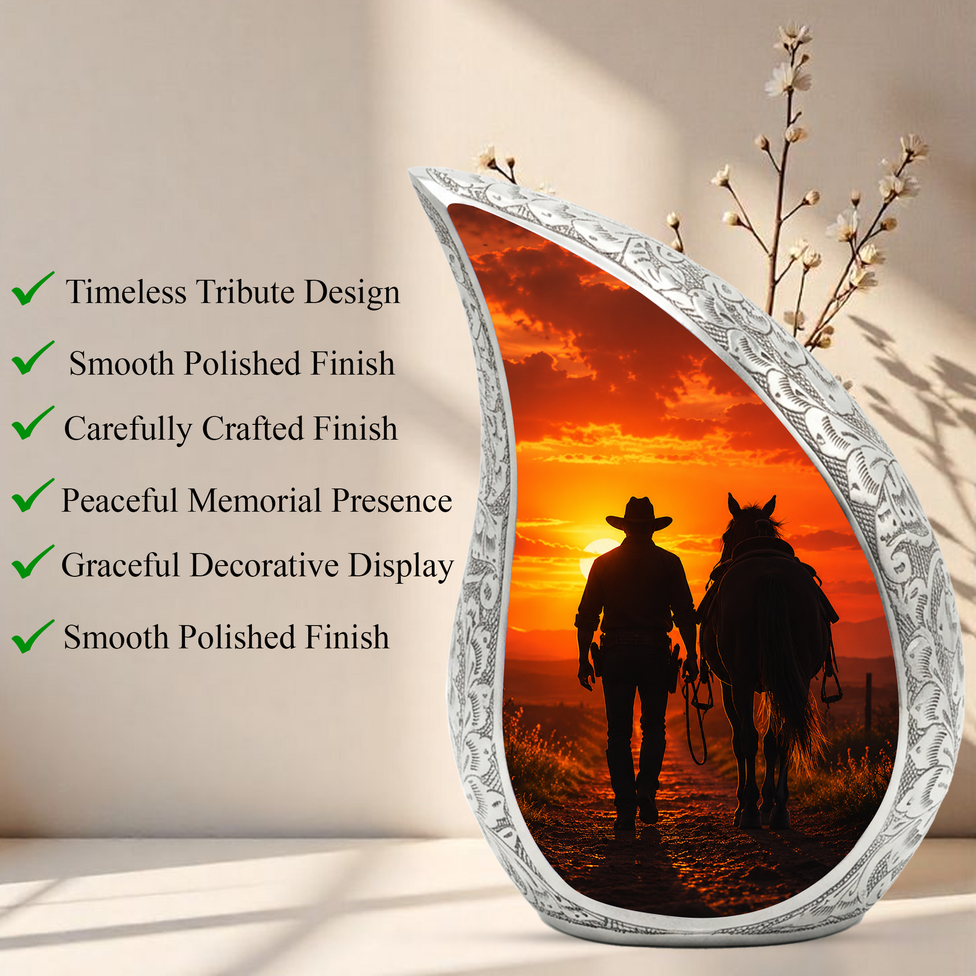 Cowboy Urn for Dad Ashes | Western Cremation Urn for Men | Cowboy Memorial Urn for Adult Male