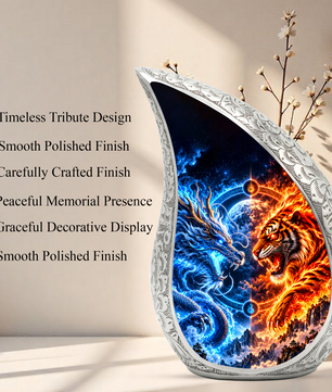 Tiger and Dragon Cremation Urn for Ashes, Fire and Ice Memorial Urn
