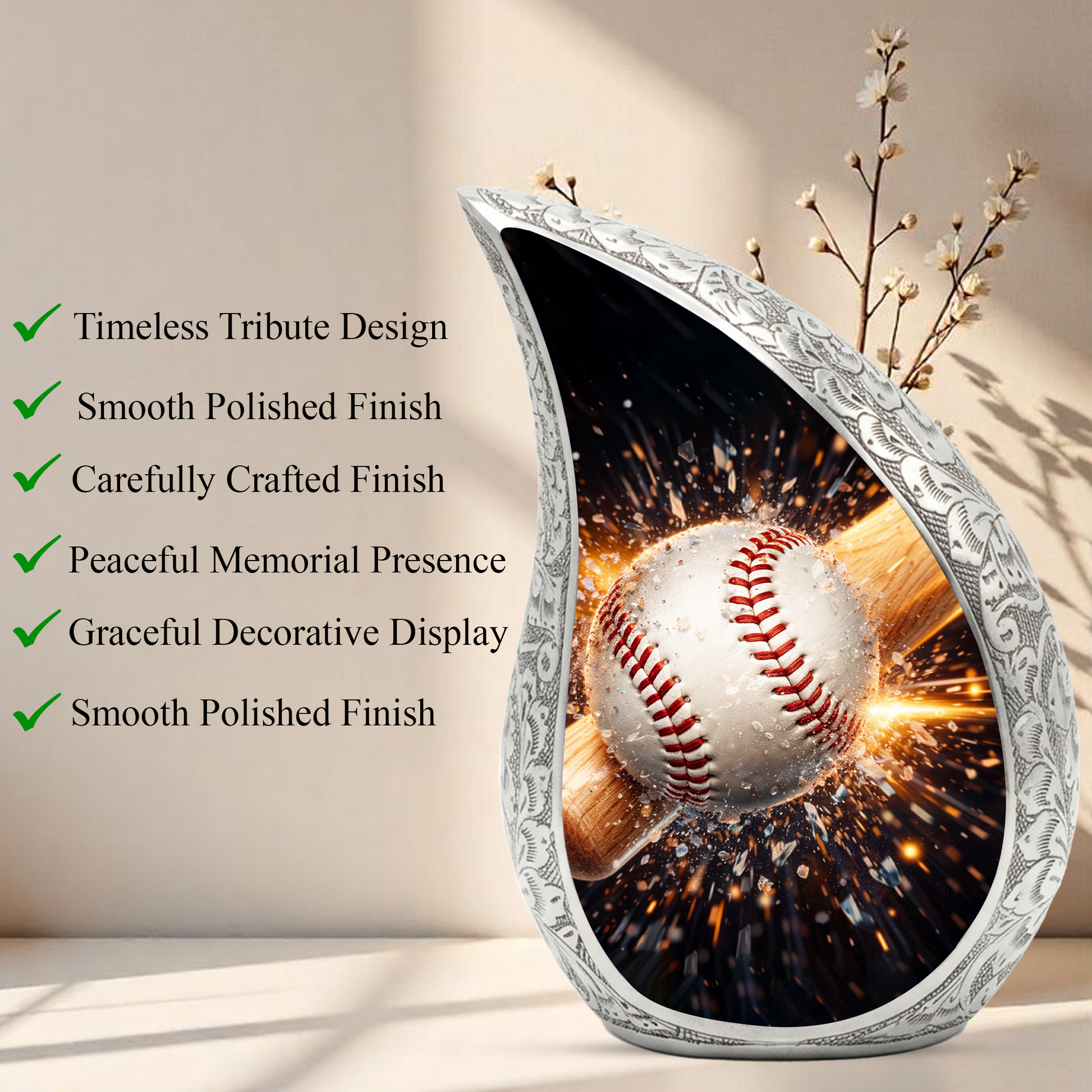 Baseball Memorial Urn for Dad | Personalized Adult Cremation Urn