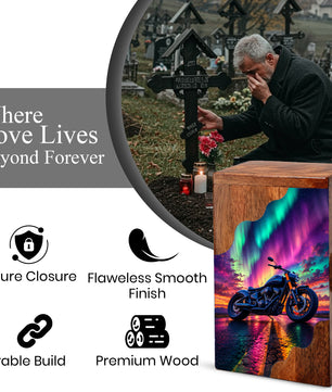 Motorcycle Wooden Cremation Urn – Wooden Urn for Human Ashes